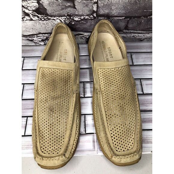 Donald J PLINER Esco Tan Suede Perforated Driving Moccasin Loafers Shoes Men 13M - Picture 3 of 16